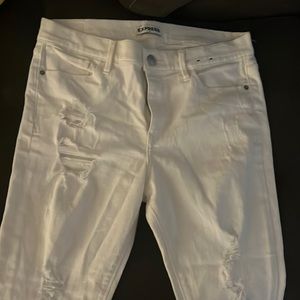 White distressed Express jeans